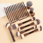 20-Piece + 2 Sponge + Storage Pouch Set Dual-Ended Multi-Function Brushes Perfectly Suited for Liquid Foundations, Concealers, and Loose Powder Blending