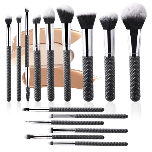 RONSHADOW BLACK DIAMOND PRO PINSELSET | *15 Pinsel in Salonqualität • Diamantgriff-Design • Reisefertig*