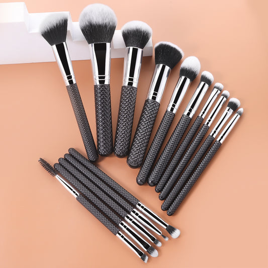 RONSHADOW BLACK DIAMOND PRO PINSELSET | *15 Pinsel in Salonqualität • Diamantgriff-Design • Reisefertig*