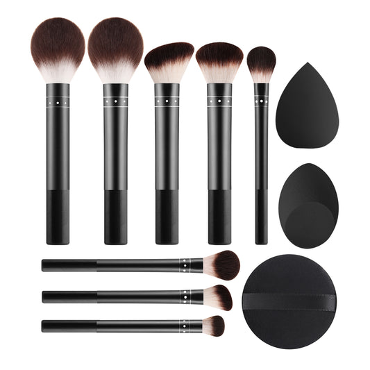 RONSHADOW PORTABLE PRO KIT |*11-in-1 Make-up-Kraftpaket: Pinsel + Schwamm + Puffs in TSA-sicherem Etui*